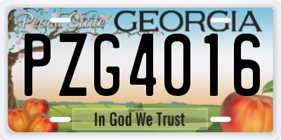 GA license plate PZG4016