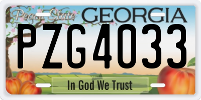 GA license plate PZG4033