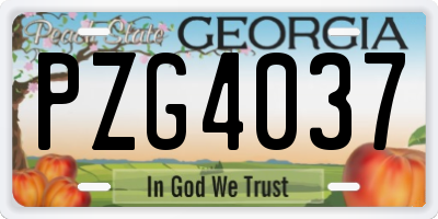 GA license plate PZG4037