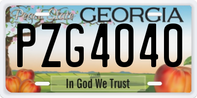 GA license plate PZG4040