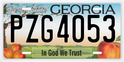 GA license plate PZG4053