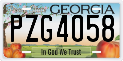 GA license plate PZG4058