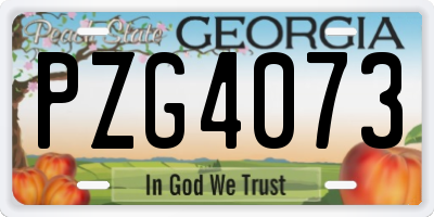 GA license plate PZG4073