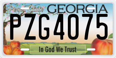 GA license plate PZG4075