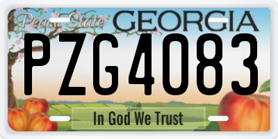 GA license plate PZG4083