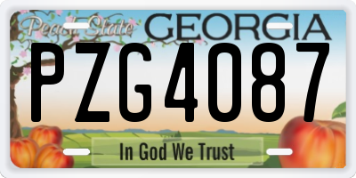 GA license plate PZG4087
