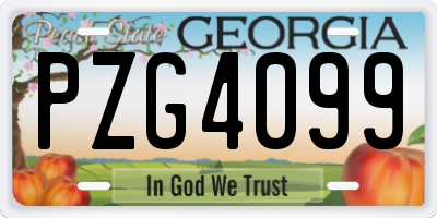 GA license plate PZG4099