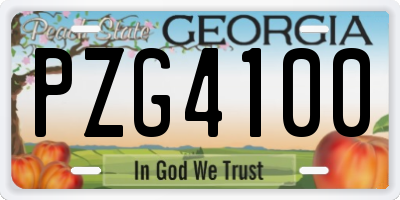 GA license plate PZG4100
