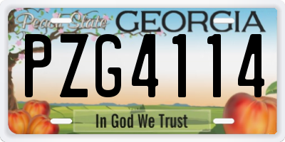 GA license plate PZG4114