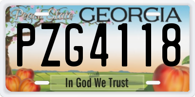 GA license plate PZG4118