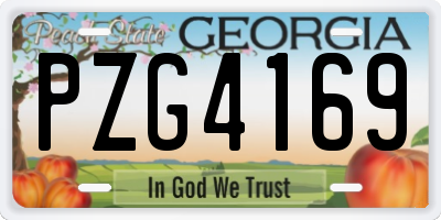 GA license plate PZG4169