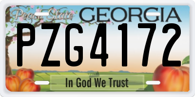 GA license plate PZG4172