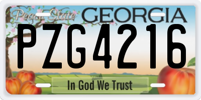 GA license plate PZG4216