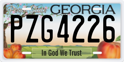 GA license plate PZG4226