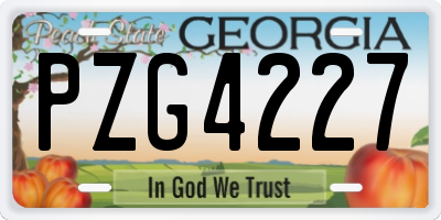 GA license plate PZG4227