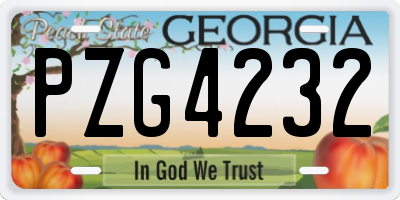 GA license plate PZG4232
