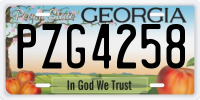 GA license plate PZG4258