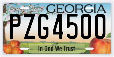 GA license plate PZG4500