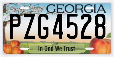 GA license plate PZG4528