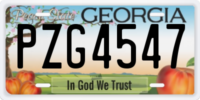 GA license plate PZG4547