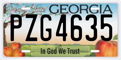 GA license plate PZG4635