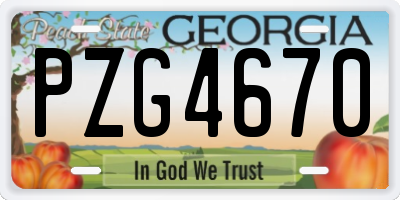 GA license plate PZG4670