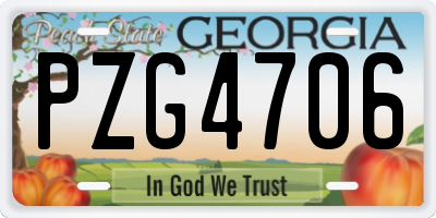 GA license plate PZG4706