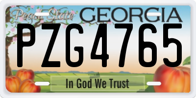 GA license plate PZG4765
