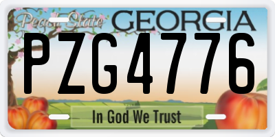 GA license plate PZG4776