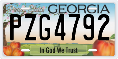 GA license plate PZG4792
