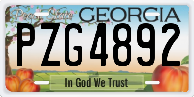 GA license plate PZG4892