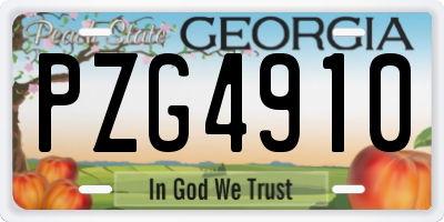 GA license plate PZG4910