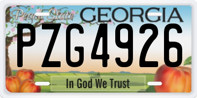 GA license plate PZG4926