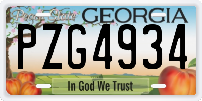 GA license plate PZG4934