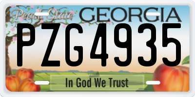 GA license plate PZG4935