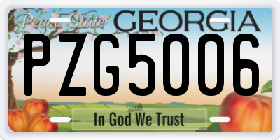 GA license plate PZG5006