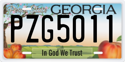 GA license plate PZG5011