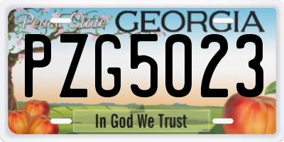 GA license plate PZG5023