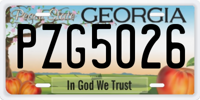 GA license plate PZG5026