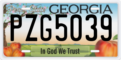 GA license plate PZG5039