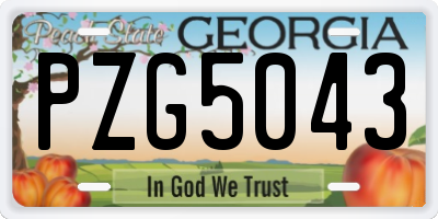 GA license plate PZG5043