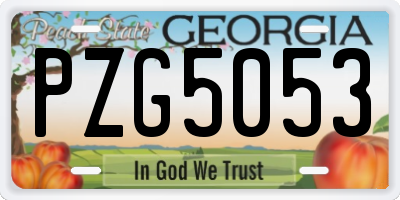 GA license plate PZG5053