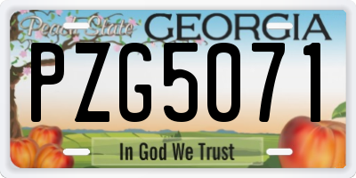 GA license plate PZG5071