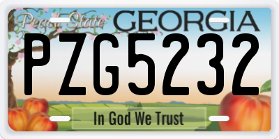GA license plate PZG5232