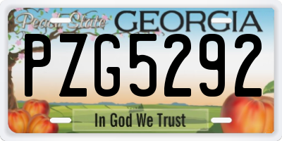 GA license plate PZG5292