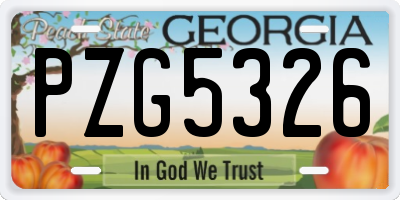 GA license plate PZG5326