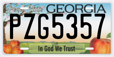 GA license plate PZG5357