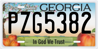 GA license plate PZG5382