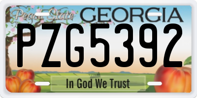 GA license plate PZG5392