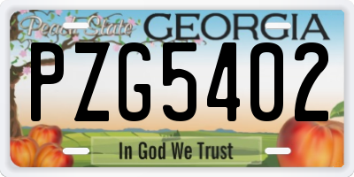 GA license plate PZG5402